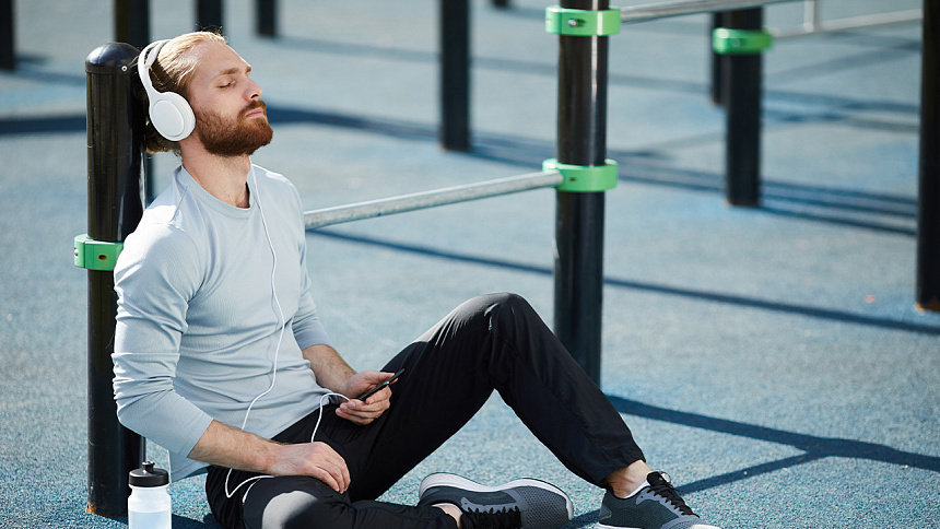 Meditation on the sports field photo