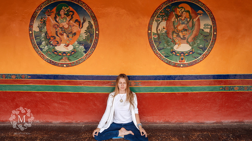 Meditation in a monastery photo