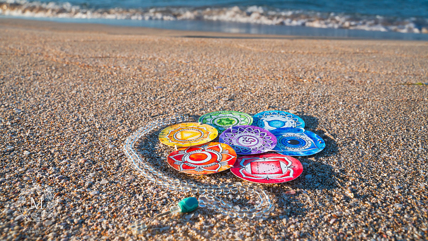 chakras, beach, sea. Chakra image.