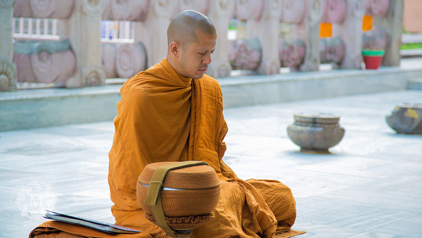 Monk in deep meditation