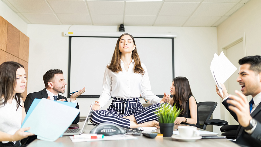 Meditation in the office photo